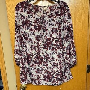 5 for $25 White Stag Burgundy and White Floral Blouse
